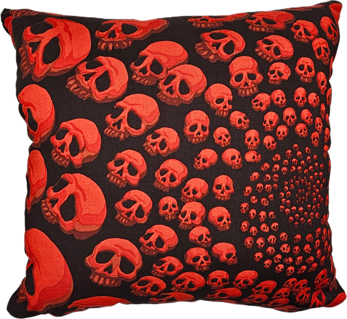 Mayhem cushion Red Spiral Skulls
