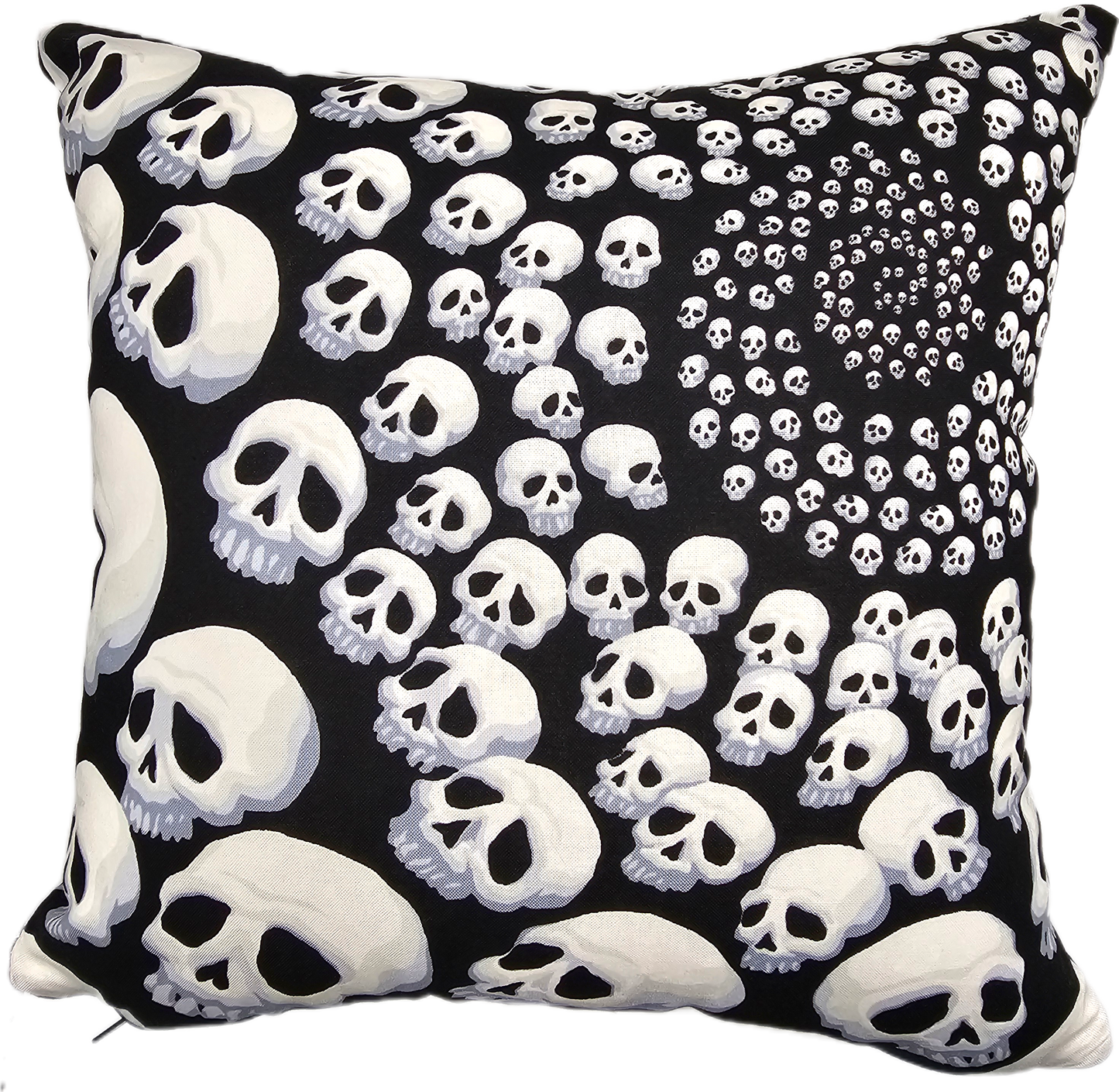 Mayhem cushion White Spiral Skulls